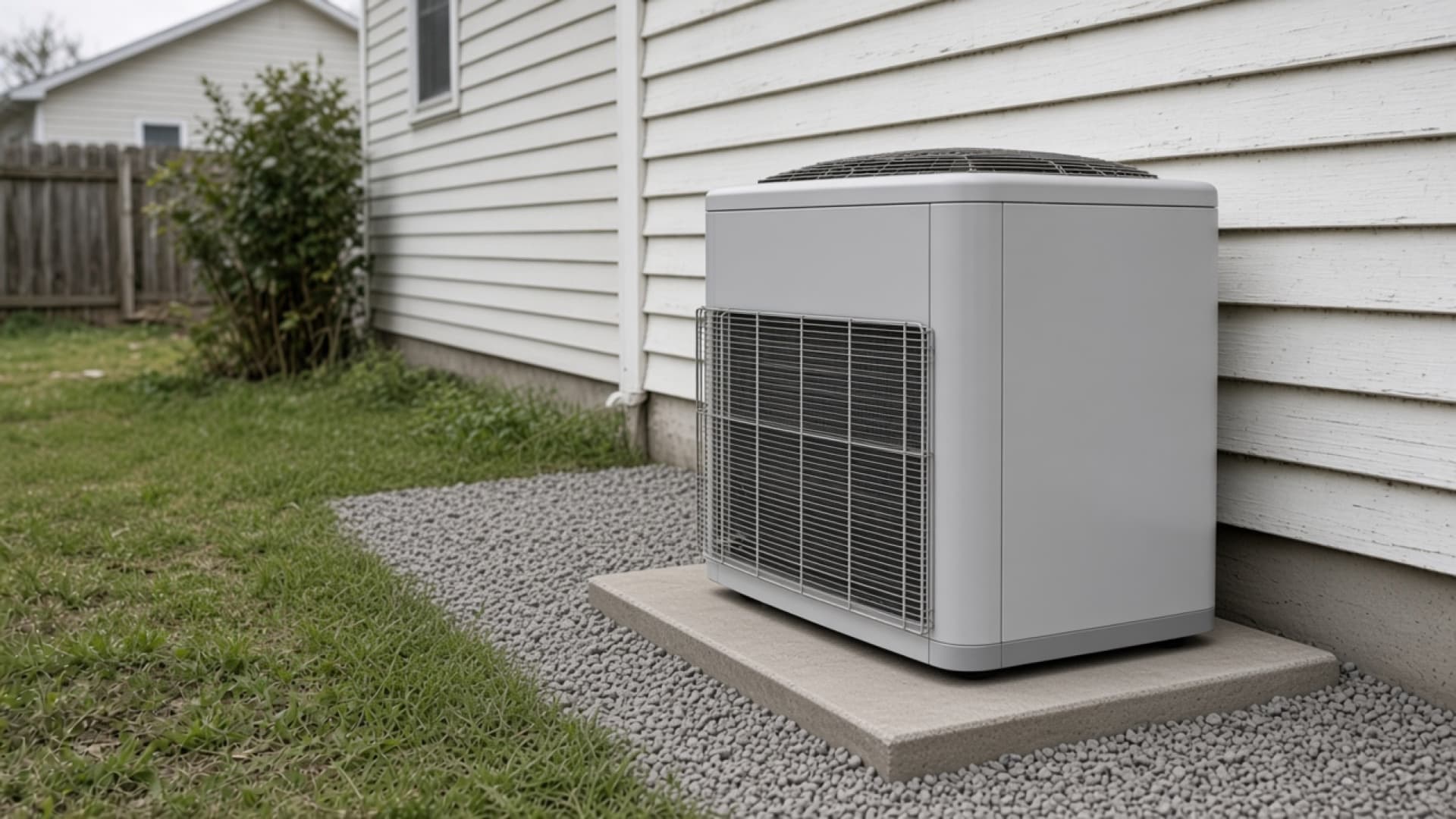 Same location with a new high-efficiency HVAC condenser installed