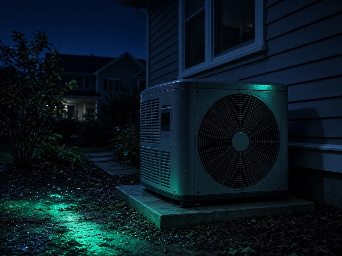 HVAC technician servicing an outdoor air conditioning unit