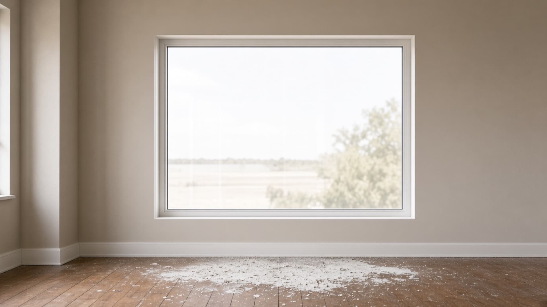 Same room with a modern window fully installed and finished